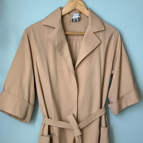 Khaki Tan Belted Jacket Vintage Anne Klein, Size S/M - Picture 1 of 12